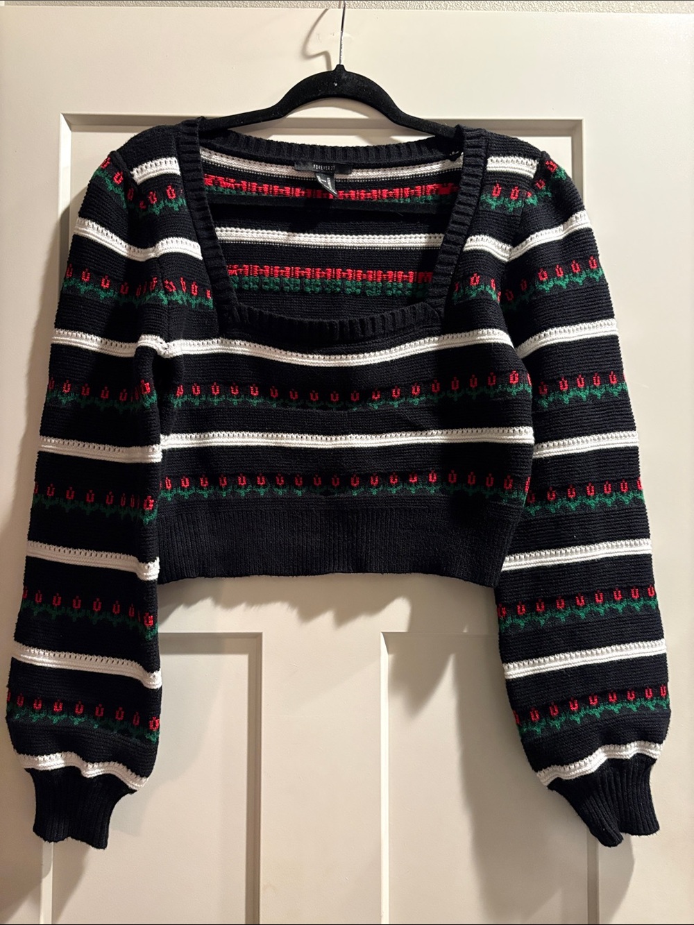 Forever 21 Cropped Sweater -XL - Indie Sleaze, CottageCore, GrandmaCore